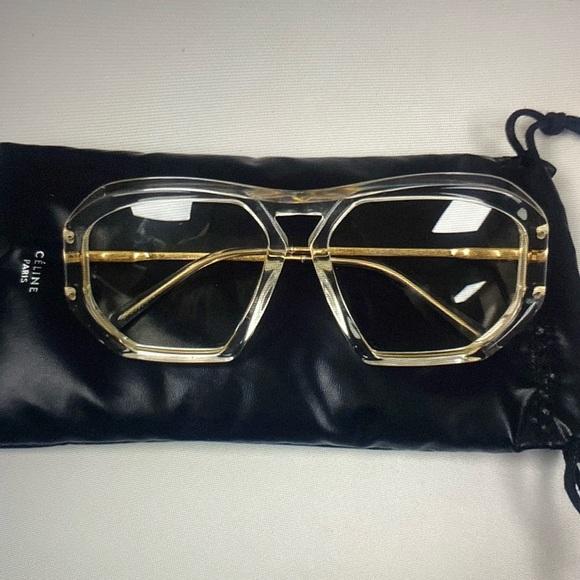 Celine Gold Arms Clear Lenses Glasses Unisex Rare Made in Italy 🇮🇹 Never Used - Picture 4 of 12